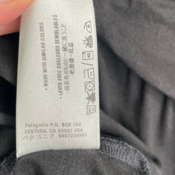 Patagonia Women's Sz L 3/4 Sleeve V-Neck Cotton Blend A-Line Black Margot Dress - Picture 6 of 8